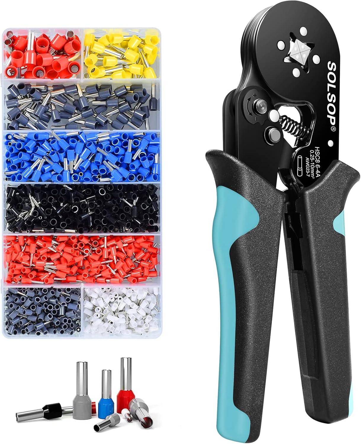 Solsop Ferrule Crimping Tool Kit Wire Crimping Tools Set with 1250PCS