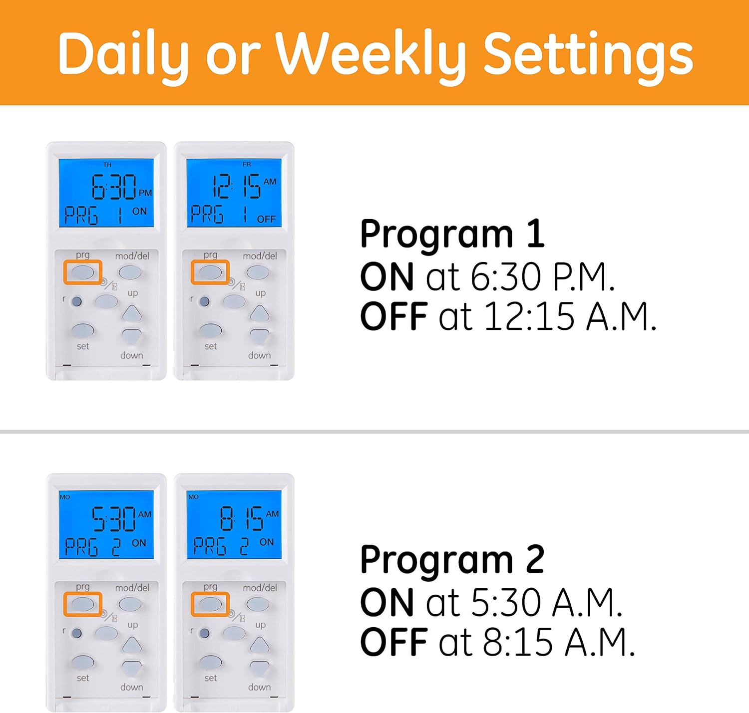 GE SunSmart in-Wall Digital Timer, Daily ON/Off Times, Programmable Settings, Sunset/Sunrise Presets, Vacation Security, White Almond Paddles Included, for Lights, Fans, Heaters 32787 - - 