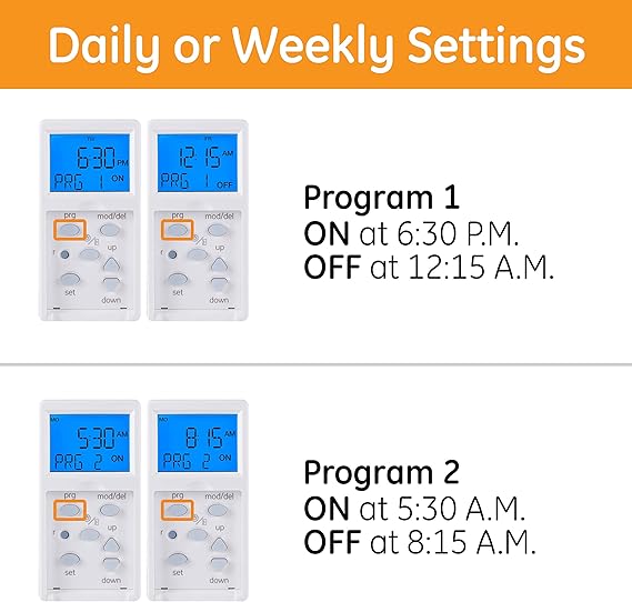 GE SunSmart 7-Day In-Wall Digital Timer Switch, Auto Sunrise/Sunset, Weekly Programmable, Security, Countdown, Single-Pole/3-Way, Neutral Wire Required, White or Light Almond, 32787