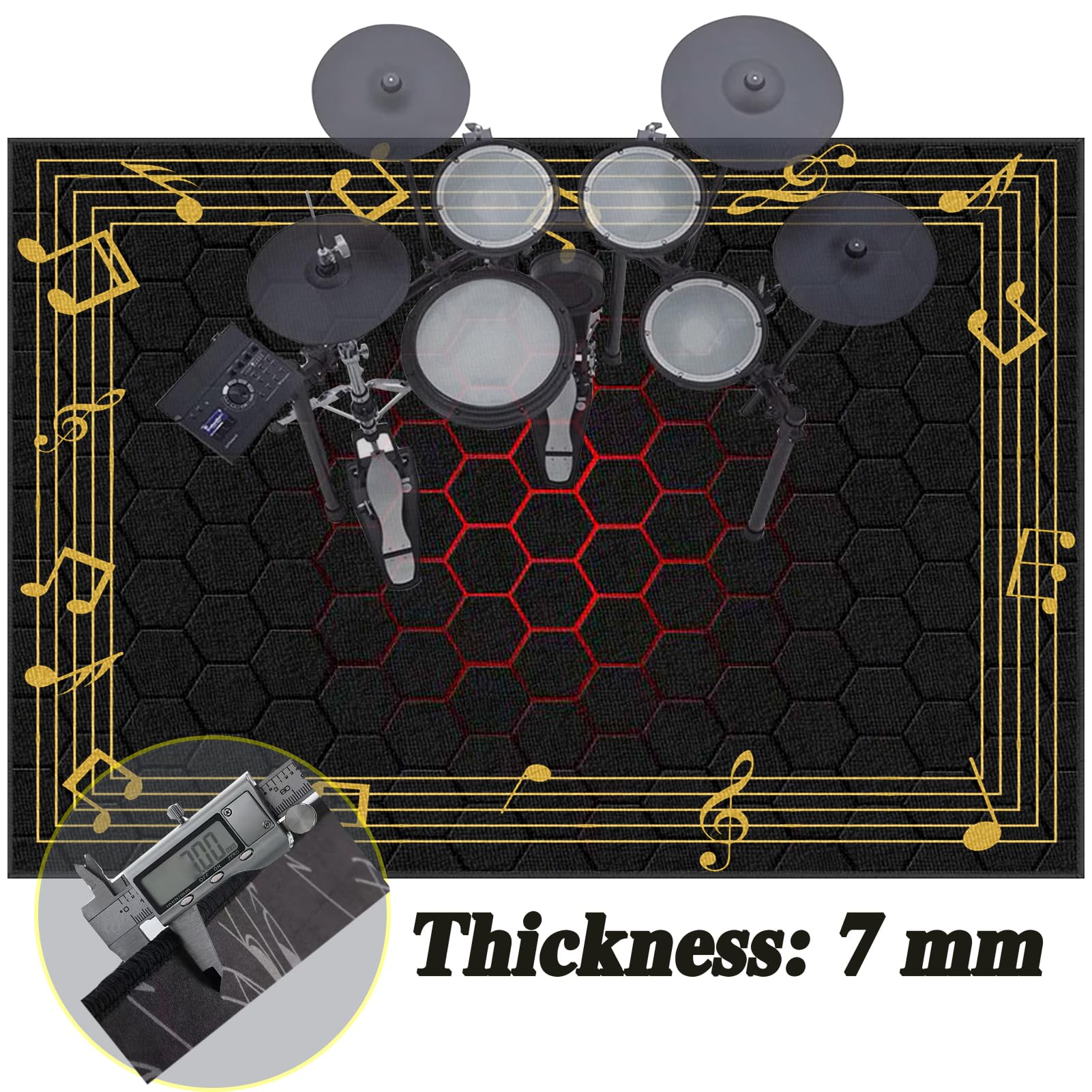 Bateria elektroniczna Dywan na perkusję i perkusję Maty akustyczne Pianino Baterie Akustyczne Maty Na Bęben Dźwiękoszczelny Antypoślizgowy Mata 180 x 140 cm