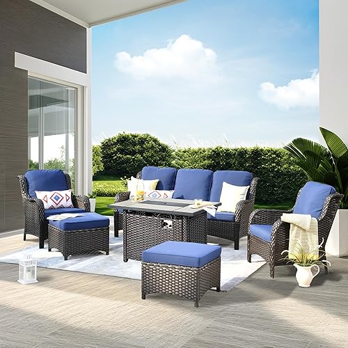 ovios 6 Pieces Patio Furniture Set with 42" Fire Pit