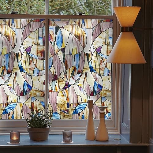 Miniatura 6 de Add.Heres Película decorativa 3D para ventana de vitral, para baño, puerta delantera, hogar, bloqueo solar, control de calor, adherencia estática,