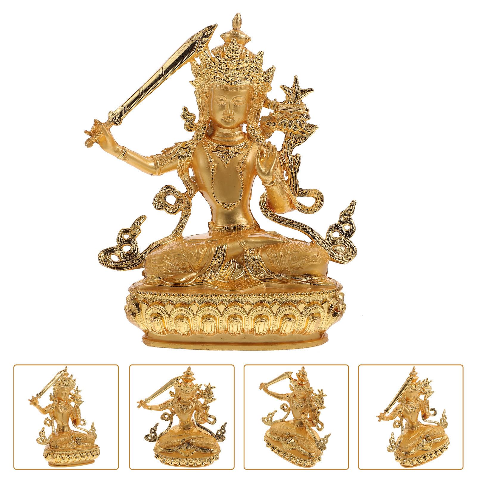 Hemobllo Buda para Decoración de Escritorio y Hogar Estatua Fácil de Transportar y Almacenar de Aleación Dorada Estilo Budista y Meditación