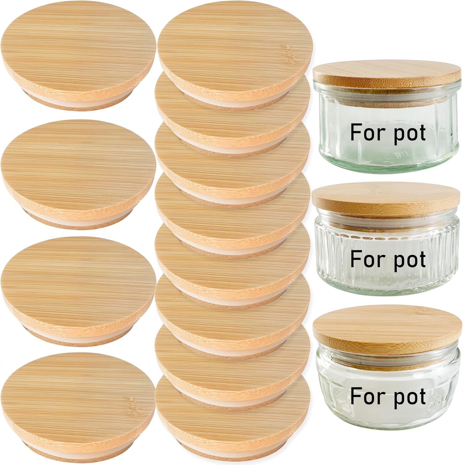 Bamboo Lids for Gü Pots 12Pack KIKINIKO Wooden Lid Compatible with Gu