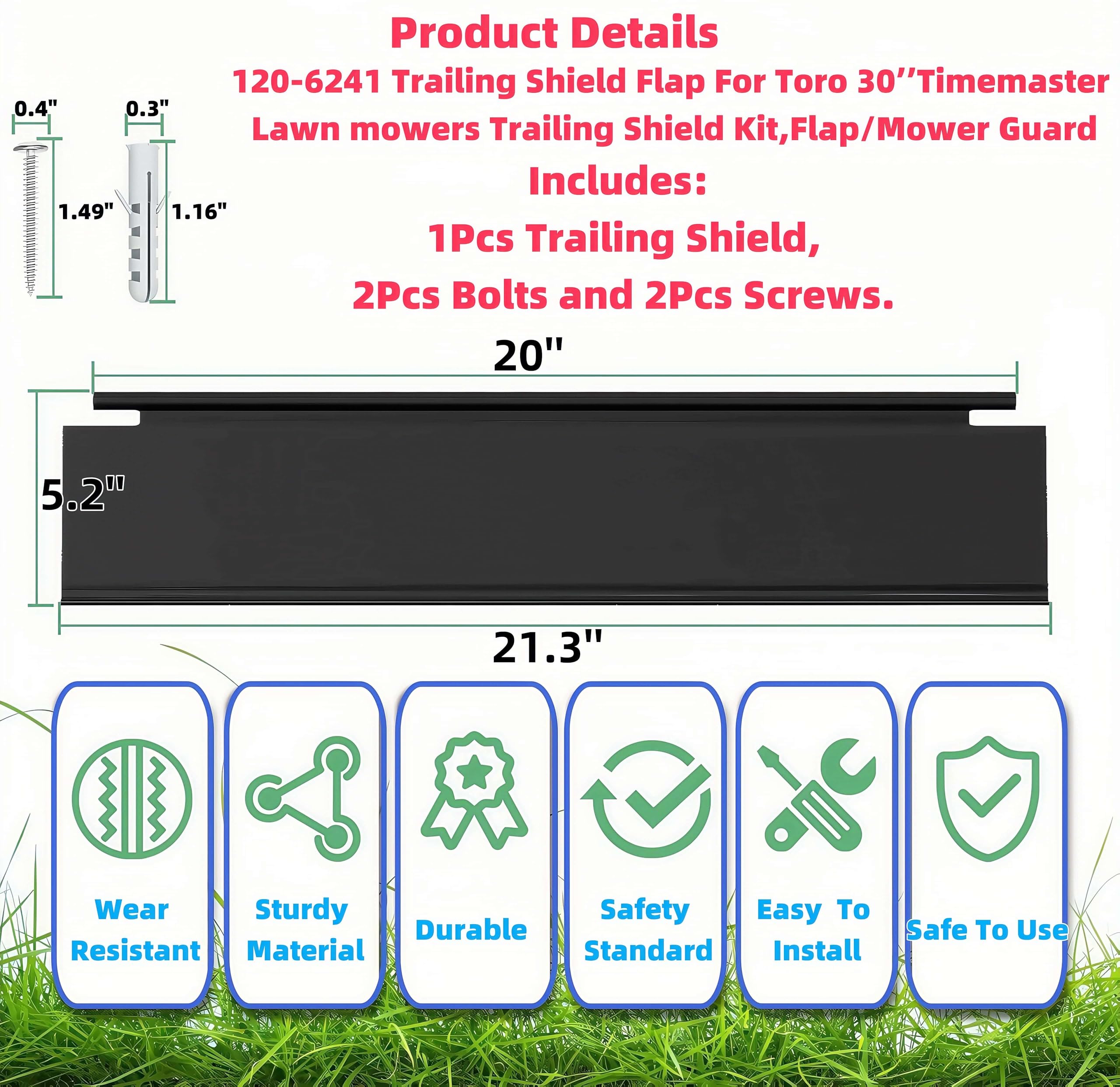 120-6241 - Solapa de protección de remolque compatible con cortacésped Toro 30 Timemaster 20200, 20975, 20977, 23511, 23513, 33511, 33513 para piezas de repuesto para cortacésped.