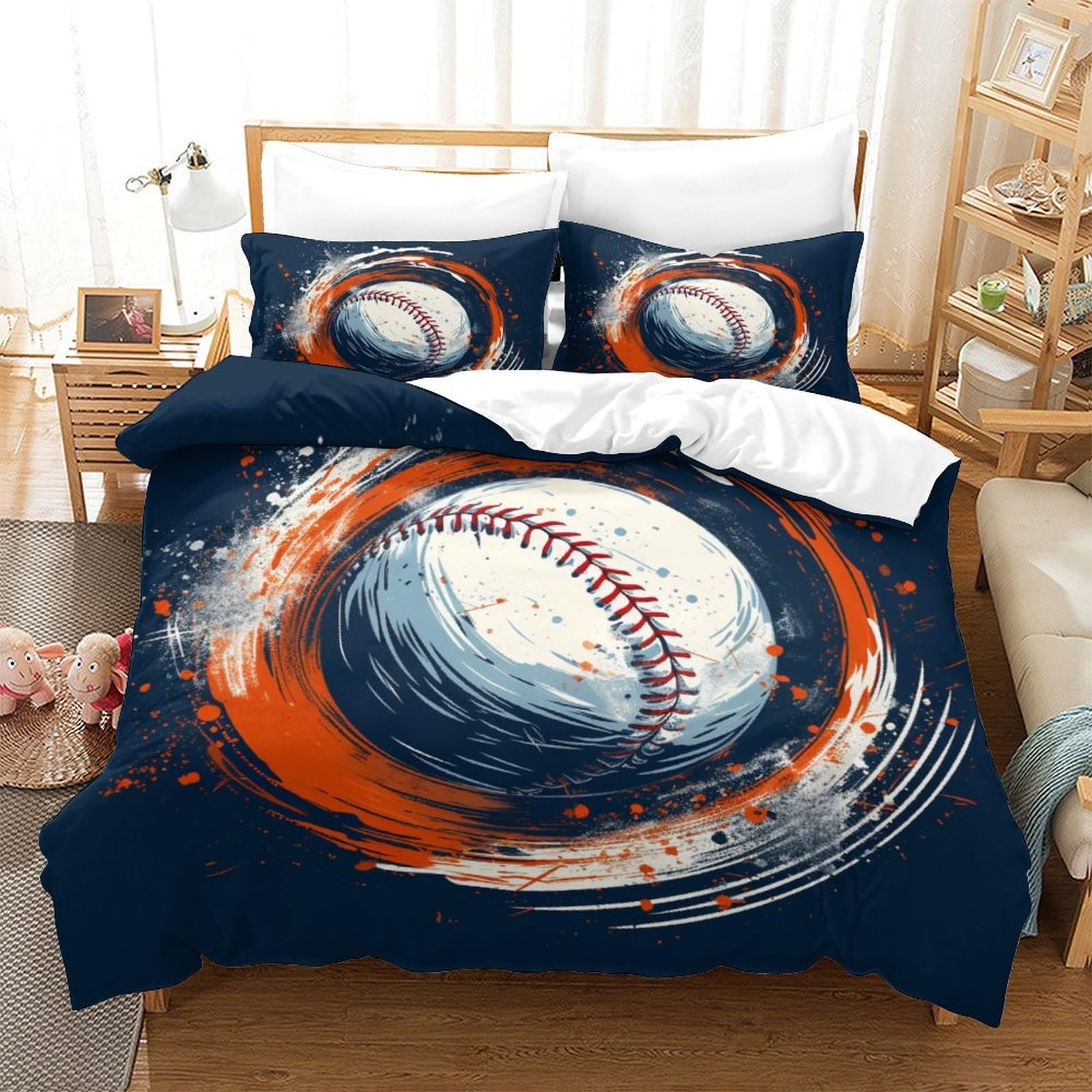 Parure housse de couette baseball de qualité supérieure en microfibre tissée