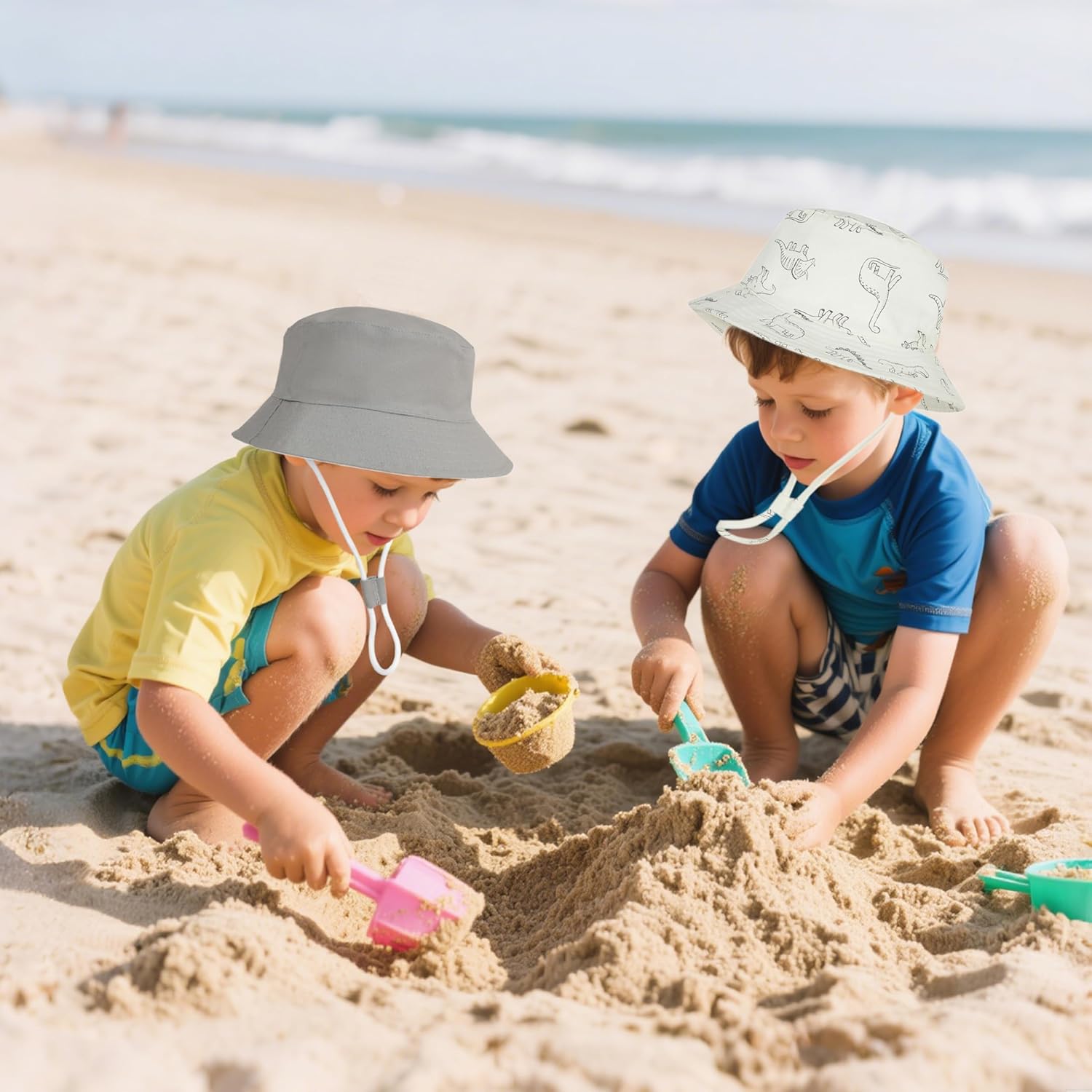 Urban Virgin 2-Packs Baby Sun Hat UPF 50+ Sun Protective Toddler Bucket Hat Summer Kids Beach Hats - Image 5