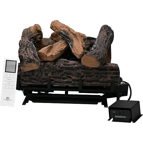 18-24 Inch Ventless Fireplace Logs Set with Remote Control, Only Used for Natural Gas,Heats up to 36000BTU (Natural Gas Fireplace Oak, 18Inch)