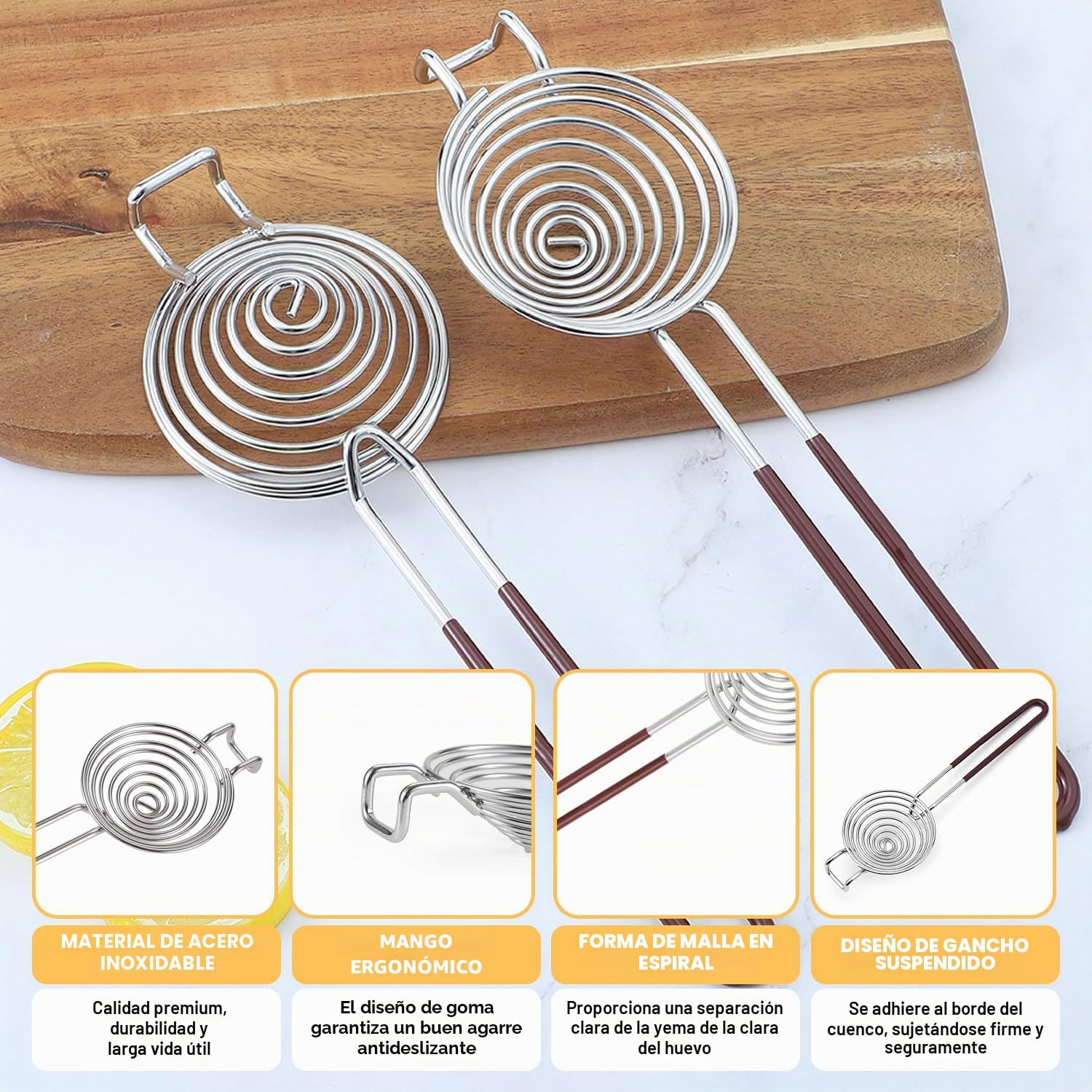 Separador de acero inoxidable para cocina - Divisor de claras y yema de huevo