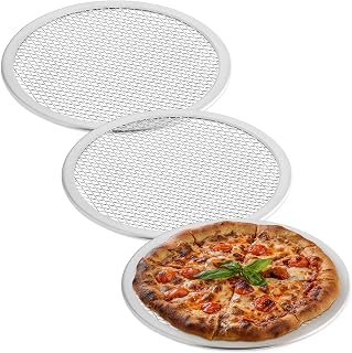 OCS Parts 3-Pack 8-Inch Aluminum Pizza Screen | Commercial Grade Pizza Tray Screen for Home Cooking, Pizzerias and Restaurants