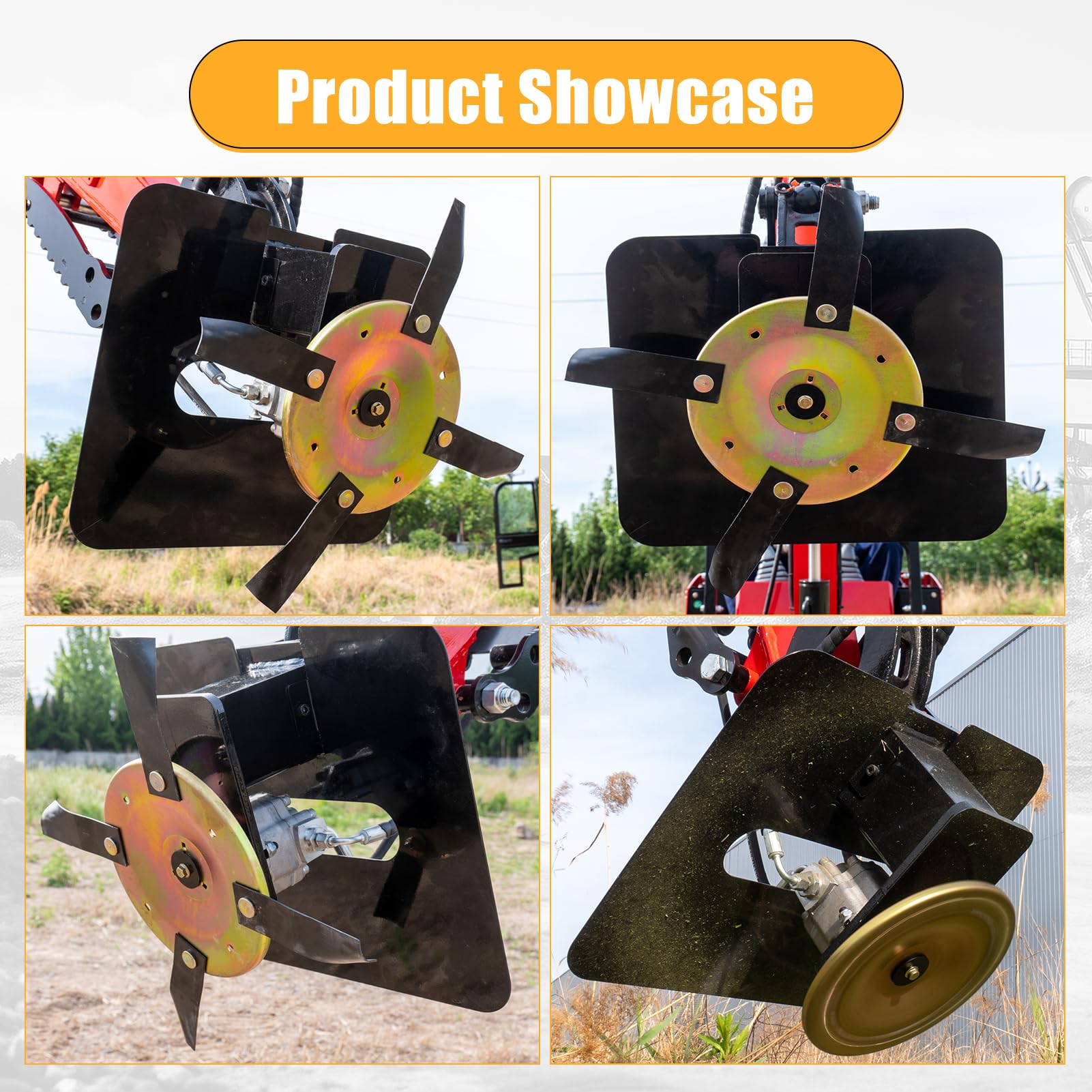Desbrozadora rotativa para miniexcavadora 1–2 t, 2 pasadores | Accionamiento hidráulico, disco de corte giratorio, cuchillas reforzadas, para hierba maleza y ramas pequeñas, stock DE