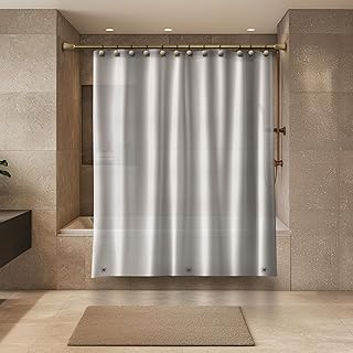 ACENTO PEVA Shower Liner 72x72 Clear Gold – Waterproof Bathroom Curtain Protector with Oversized Metal Grommets & Magnetic Hem – Heavy Gauge Easy Clean Shower Liner