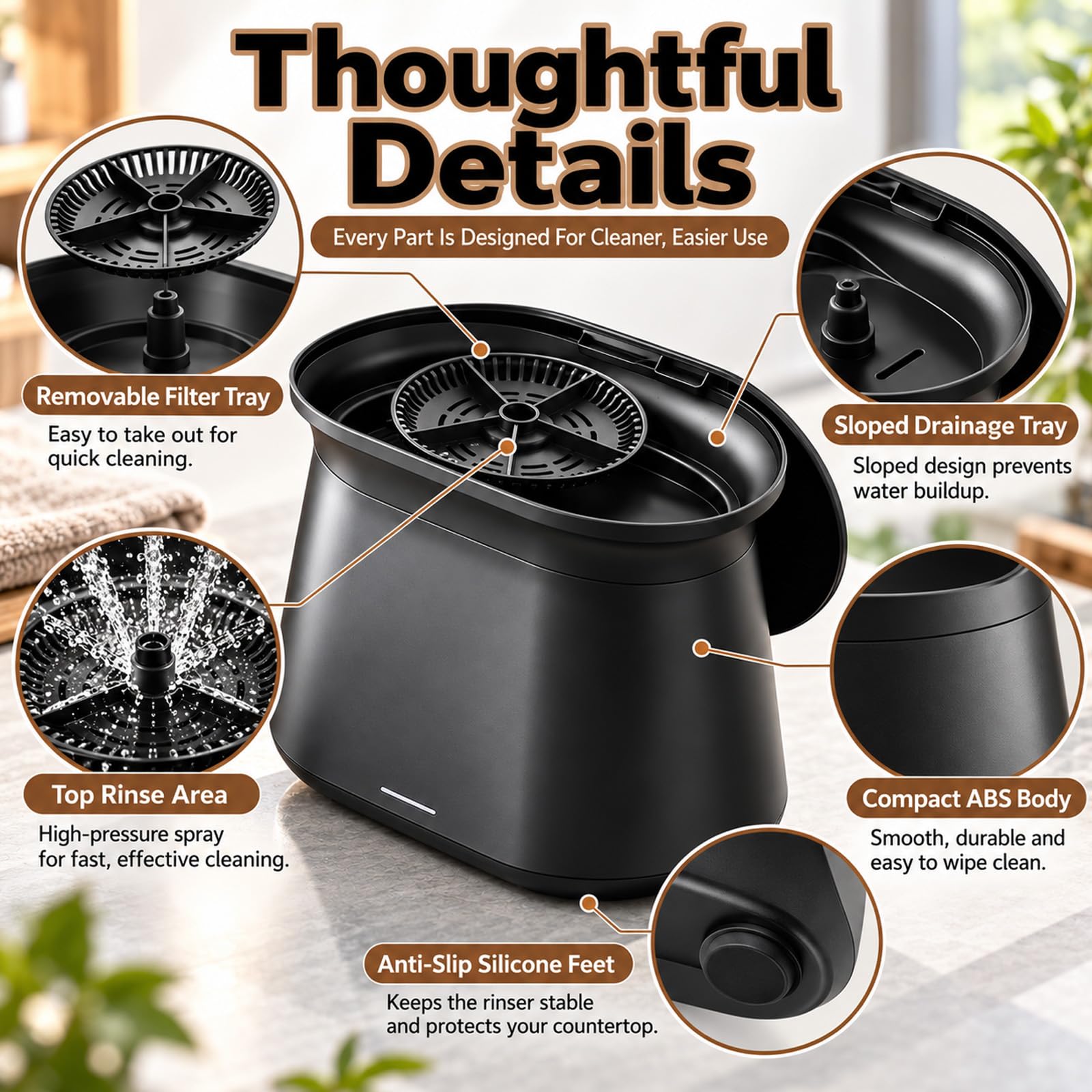 Lavavajillas Automático De Sobremesa De 1,7 L, Eléctrico De 220 V, Con Bandeja De Residuos Extraíble, Tapa Antipolvo, Limpieza Rápida En 2 Segundos, Estable Sobre Encimera, Para Tazas