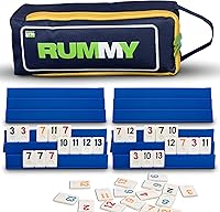 Vista 1 de Point Games Juego clásico de Rummy Cube de tamaño completo, con estantes plegables de 3 niveles y azulejos, en una bolsa de viaje de lona súper