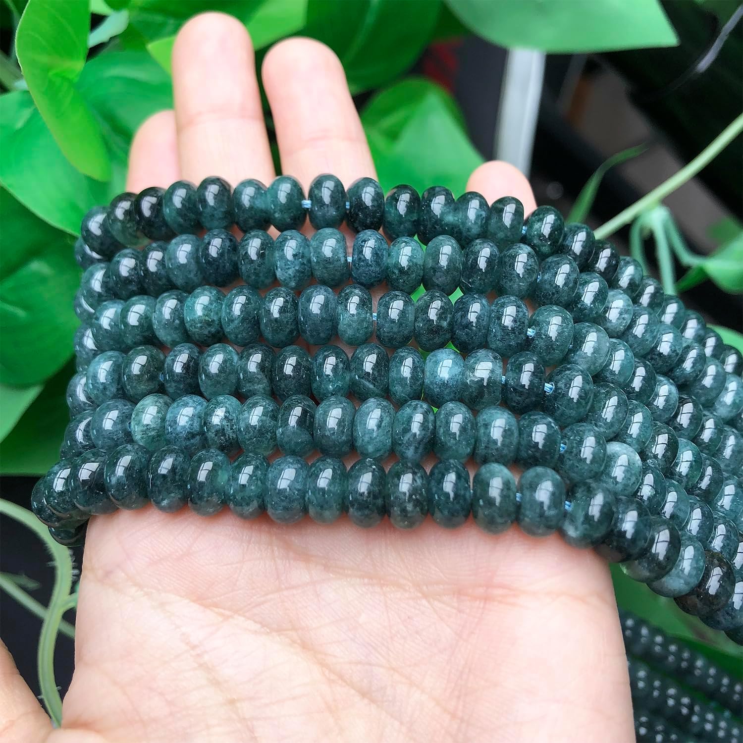 Songxi 5x8mm Natural Blue Colored Jade Stone Rondelle Beads, 75PCS Spacer Round Loose Abacus Beads for Jewelry Making, Gemstone for Bracelet Necklace Earrings, Arts and Crafts - Image 5