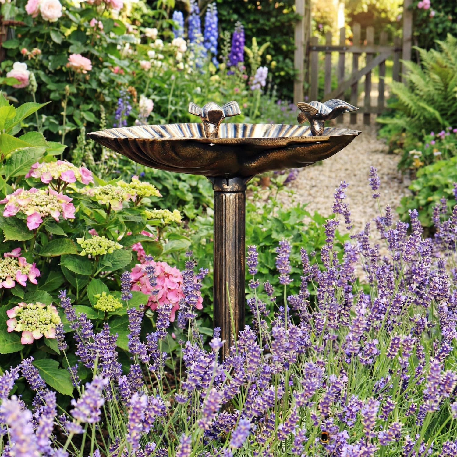 CLGarden Vogeltränke VGT5 mit Standfuß – Vogelbad stehend 65 cm hoch – Rostfrei, stabil & wetterfest – Für Garten, Terrasse & Balkon