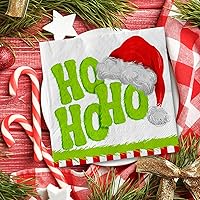 Vista 4 de AnyDesign Paquete de 80 servilletas de papel de Navidad HoHoHo desechables para almuerzo, sombrero de Papá Noel, postre y cena, servilletas de mano