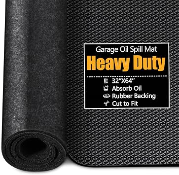 Garage Floor Mat, 32" x 64" Oil Spill Mat for Under Car, Heavy Duty Garage Mat with Rubber Backing, Absorbent Pads for All Types of Spills, Durable, Reusable