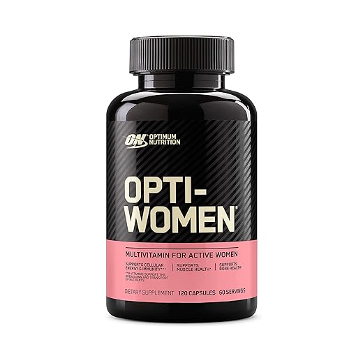 Optimum Nutrition Opti-Women, Vitamin C, Zinc and Vitamin D for Immune Support Womens Daily Multivitamin Supplement with Iron, Capsules, 120 Count