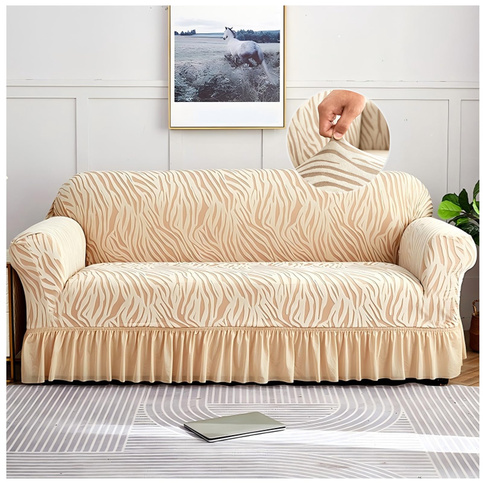 Housse de canapé 3 coussins lavable pour un salon familial accueillant et chic