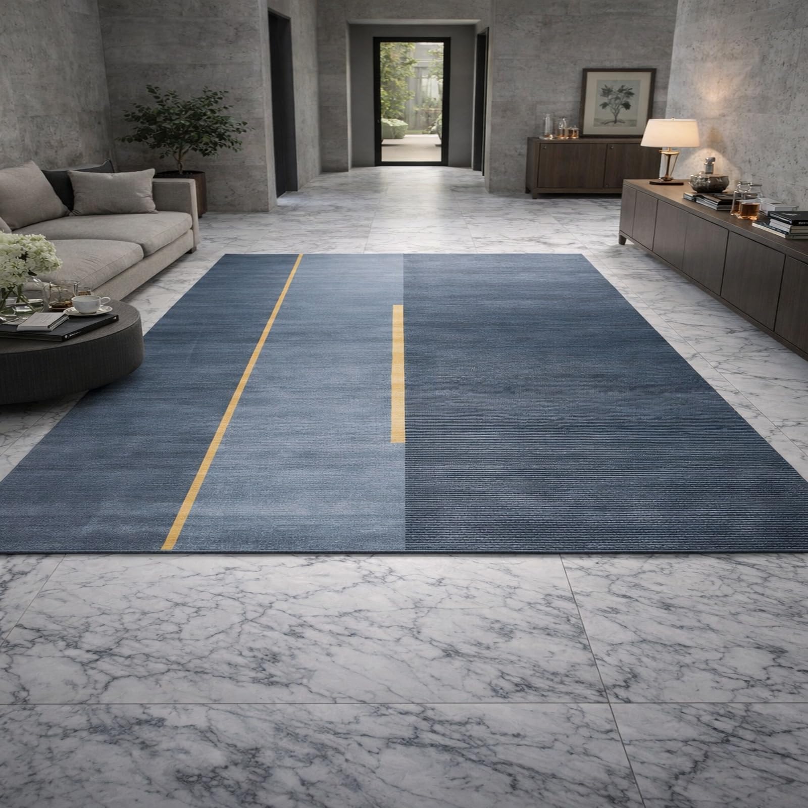 Alfombras para sala de estar azul 70x140 cm lavables Rururug