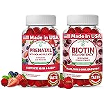 Lunakai Prenatal and Biotin Gummies Bundle - Pregnancy Multivitamin Gummy with Iron & Folic Acid - Hair Skin and Nails Growth Supplement with Vitamin C and E - 30 Days Supply