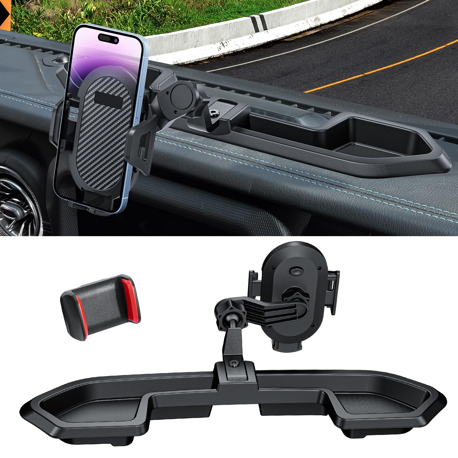 DIAMOOKYPhone Mount for 2023 2022 2021 2020 2019 Jeep Wrangler 4XE Accessories Multi-Mount Phone Holder Dash System Kit w/Storage Tray (Only for Wrangler 4XE)