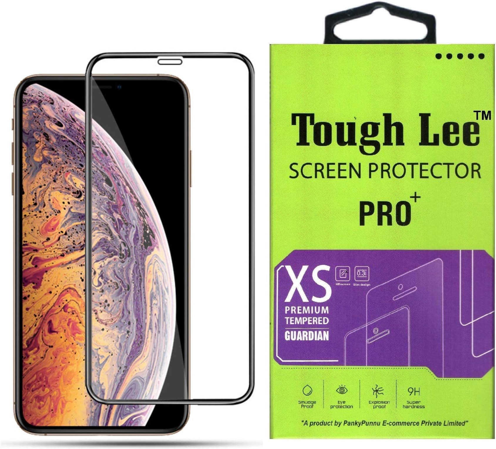 ToughLee® Full Glue Edge to Edge 6D Tempered Glass Screen Guard Gorilla Protector for Apple iPhone XS Max (Black)