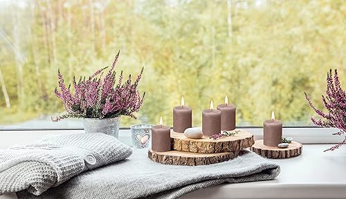 Miniatura 8 de BOLSIUS Paquete de 4 velas rústicas de pilar de color gris pardo, 2.75 x 3.25 pulgadas, calidad europea premium, incluye cera natural a base de