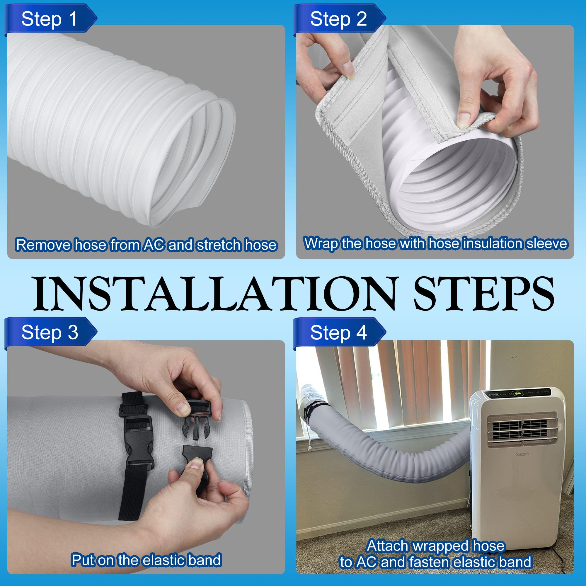 Funda aislante de manguera de CA portátil, funda de manguera de aire acondicionado portátil, se adapta a manguera de escape de 5 y 5.9 pulgadas de diámetro, mangueras aisladas, cubierta de ventilación 6