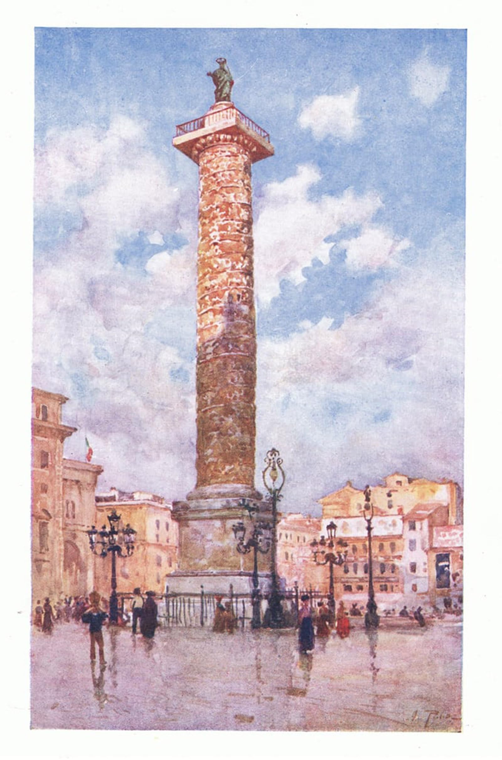 ARTXLXXBN Famous Prints Artwork Pictures Poster Painting Art Column of Marcus Aurelius Piazza Colonna by Alberto Pisa Artwork Landscape Pictures for Home Decor 60x90cm
