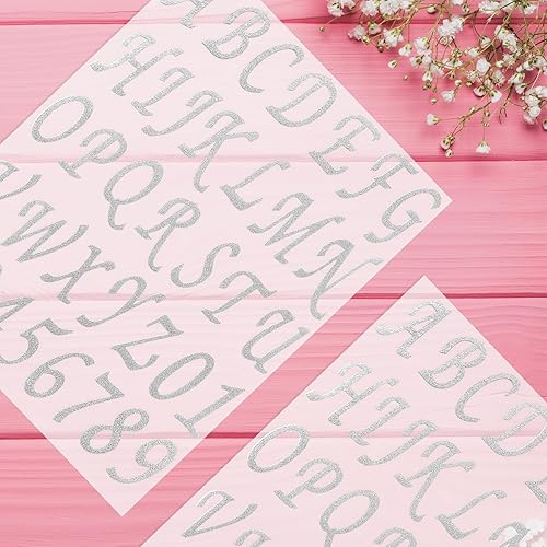 Miniatura 6 de 360 piezas de 10 hojas de letras del alfabeto con purpurina, letras autoadhesivas (plateado, 2 pulgadas)