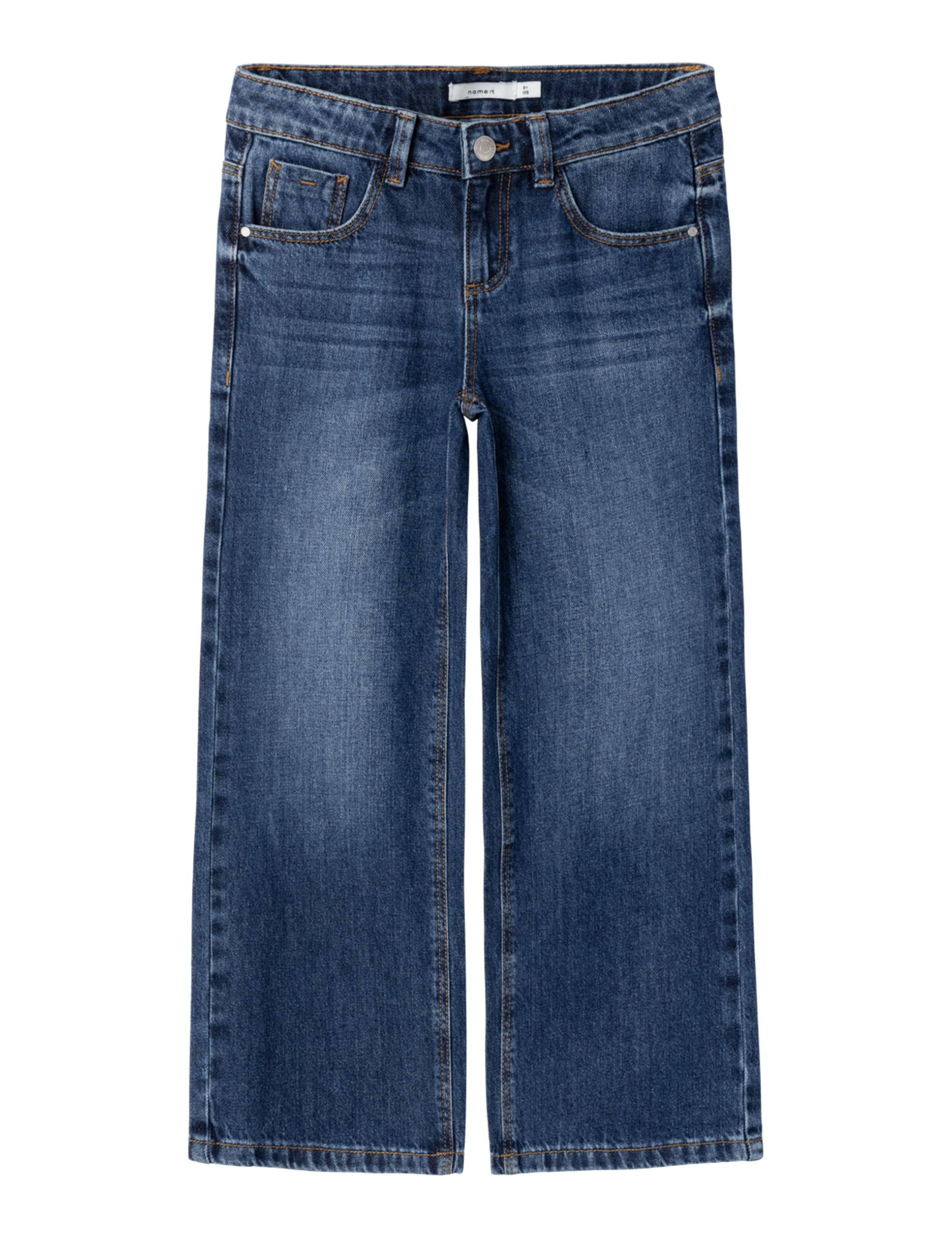 NAME IT Girl's NKFROSE Wide Jeans 5529-BE NOOS Wide Jeans, Dark Blue Denim,