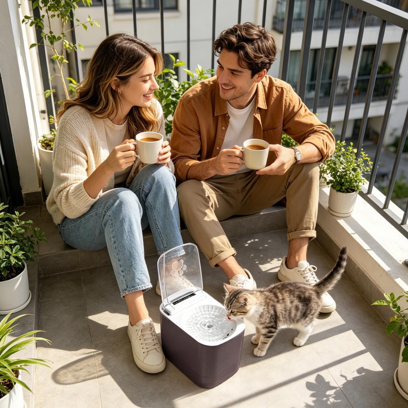 Gatti 3L Automatica Da Bere | Per Animali Con Coperchio Ad Apertura Automatica A Sensore Adatto a ripostiglio, appartamento, area giochi, cucina, casa