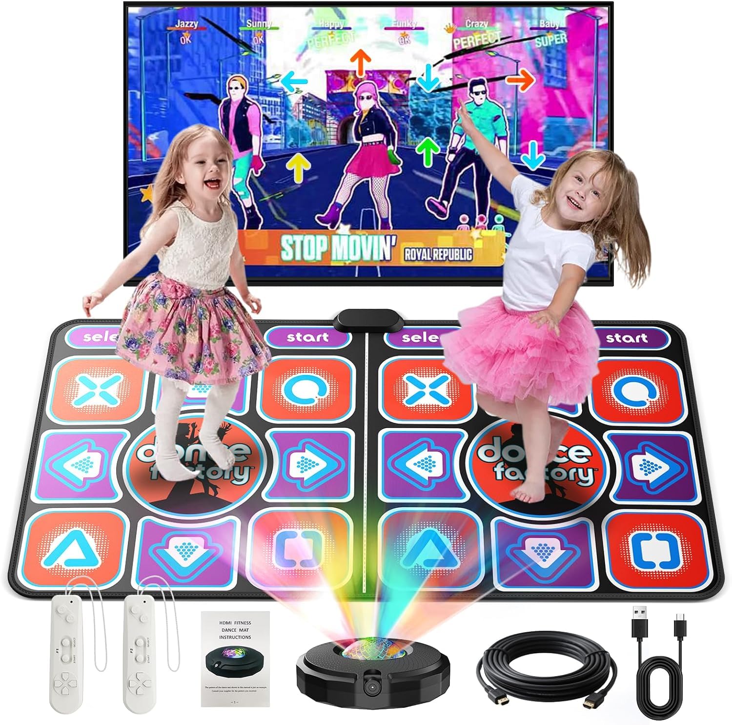 Tappetino da Ballo per Bambini e Adulti, Tappetino da Ballo Interattivo per TV con Fotocamera, Doppio Tappeto Musicale e Antiscivolo, Regalo di Compleanno per Ragazze e Ragazzi (166 x 93 cm)