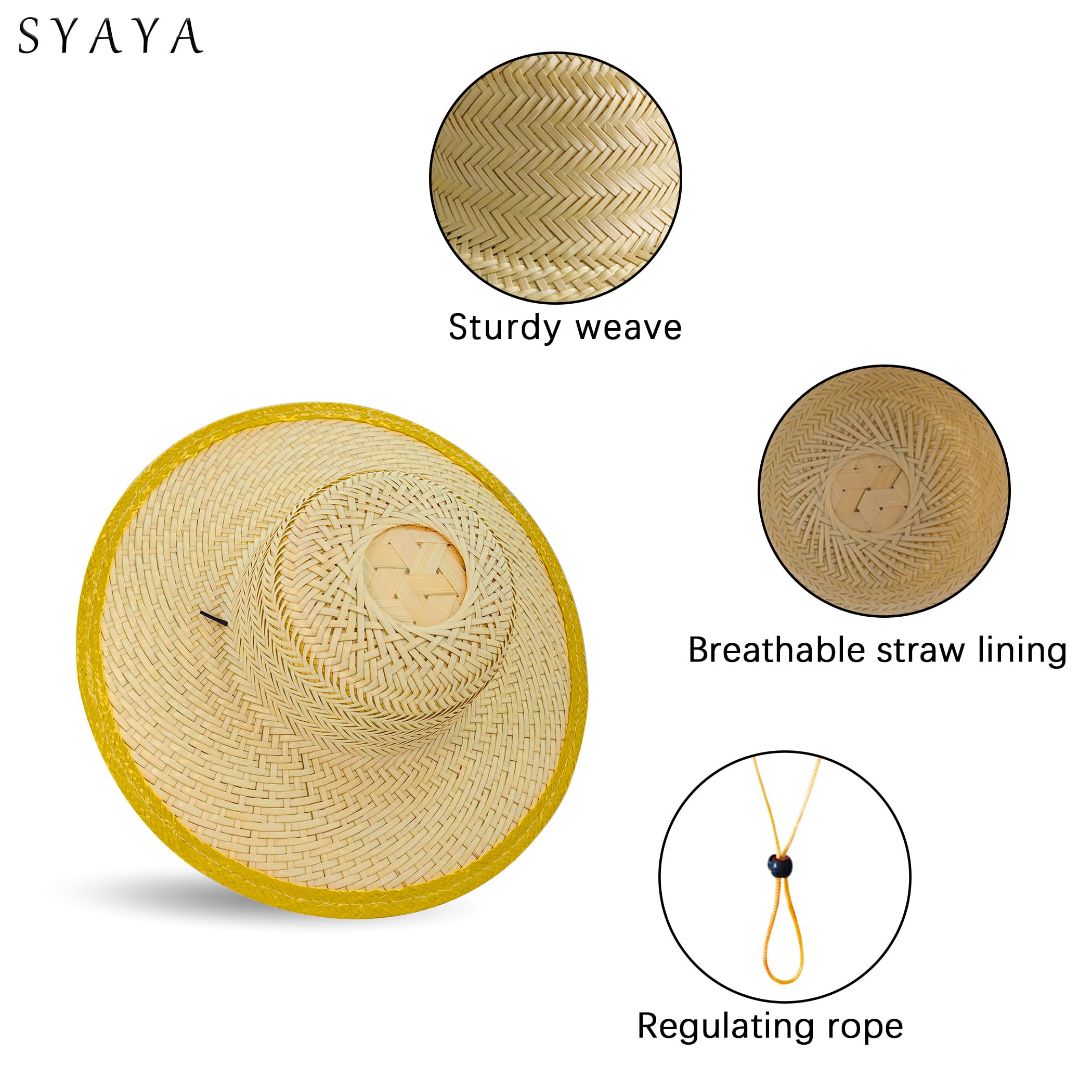 Sombrero grande para mujeres y hombres, sombrero de bambú de ala ancha para el sol, diseño de agricultor de arroz, para jardinería DE-YM-B8M
