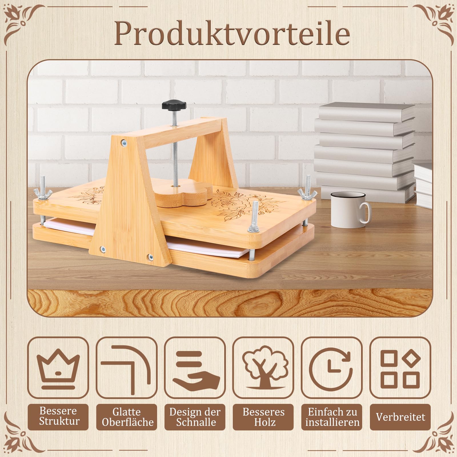 Großes Blumenpressen-Set,DIY-Blumenpress-Set aus Holz mit Zubehör für Getrocknete Blumen, Pflanzenproben, Hochzeiten, DIY-Handwerk, 27,9 x 17,8 cm
