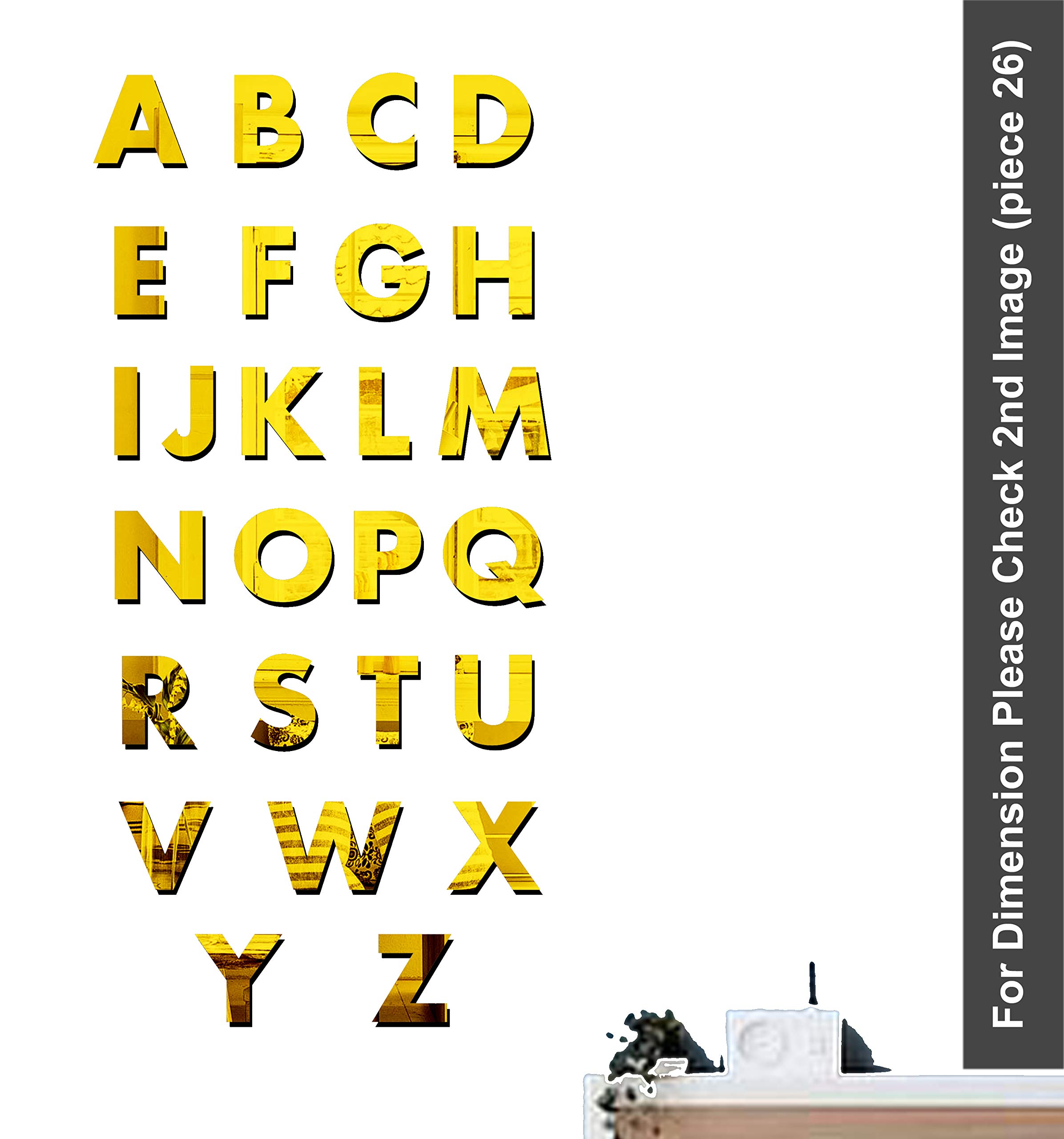 Bikri Kendra - Alphabet Golden Decorative Mirror Stickers for Wall, Wall Mirror Stickers, 3D Acrylic Stickers Wall Stickers for Hall Room, Bed Room, Kitchen Living Room Kids Room. (B07H656G9G) Amazon Price History, Amazon Price Tracker