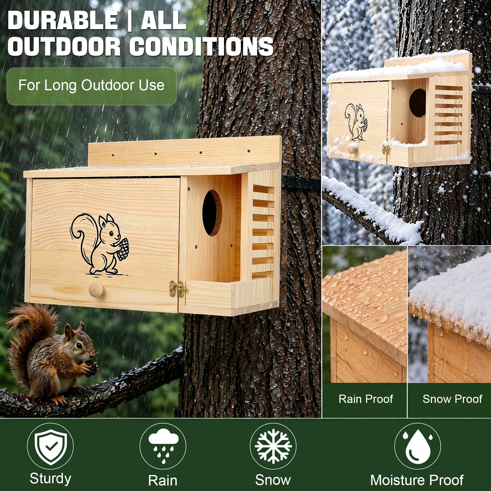 Eichhörnchenhaus für Draußen, Eichhörnchen Futterhaus Wetterfest aus Holz