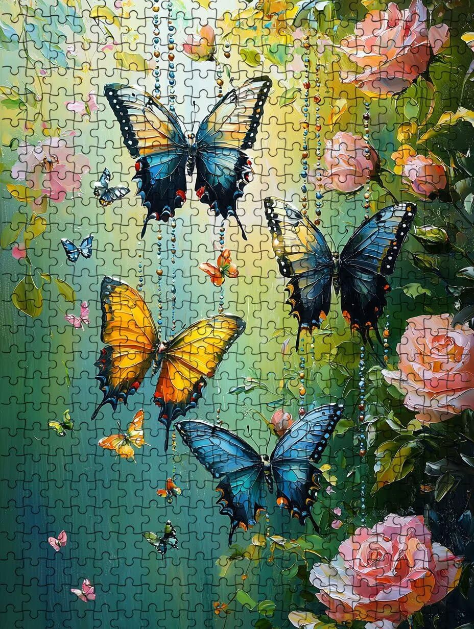 Puzzle 1000 elementów, Piwonia motyl puzzle dla dorosłych 1000, niemożliwe klasyczne układanki, drewniane układanki, gra rodzinna, do gry edukacyjnej wyzwanie zabawki, dekoracja ścienna prezent BXHZW5