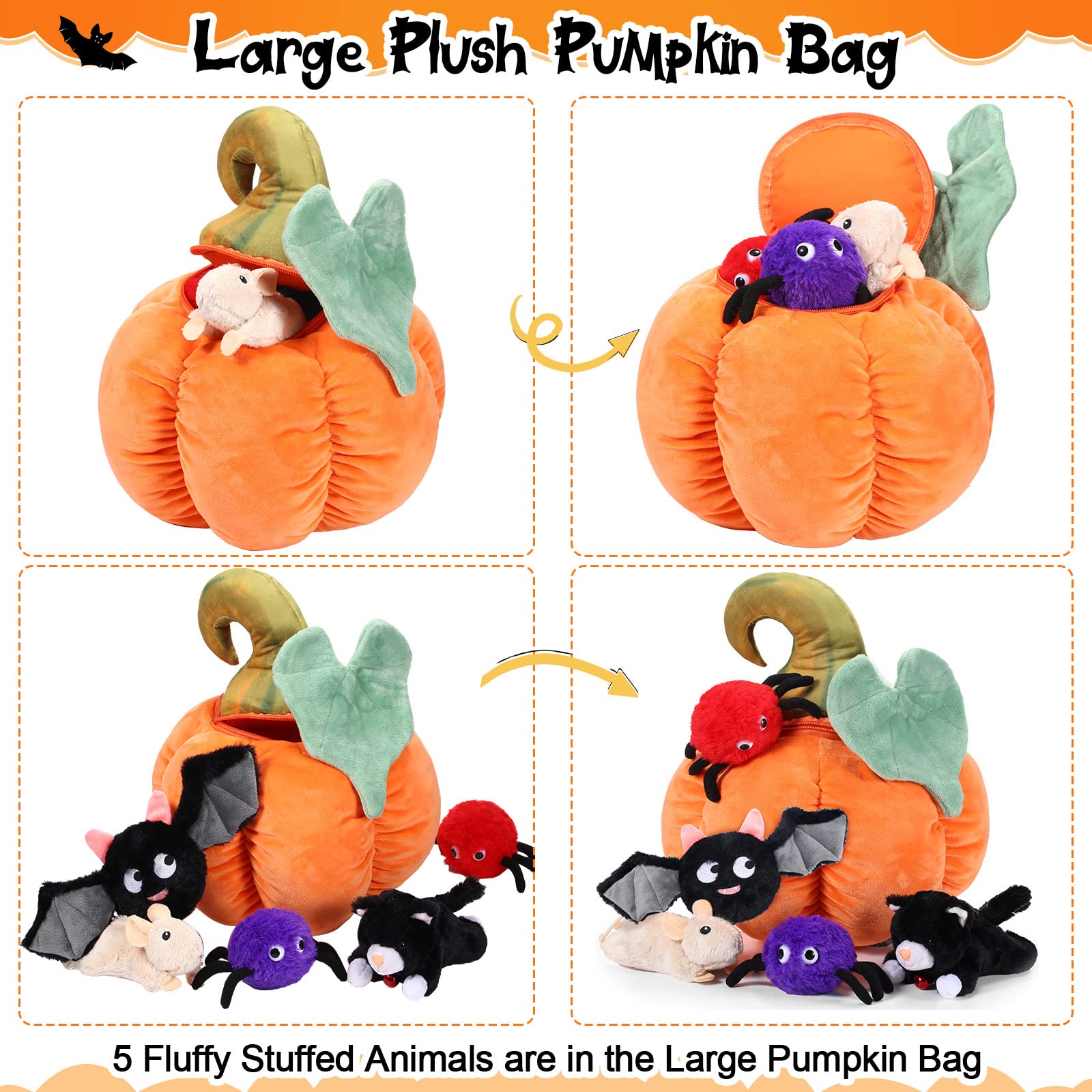 spider pumpkin plush