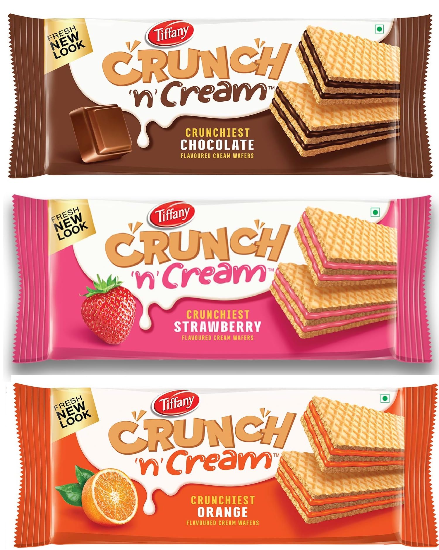 Tiffany Crunch 'n' Cream Flavoured Cream Wafers, Chocolate, Strawberry and Orange, Each 135g Combo Pack of 3 (Product Of UAE) From Decadent Foods-image-18