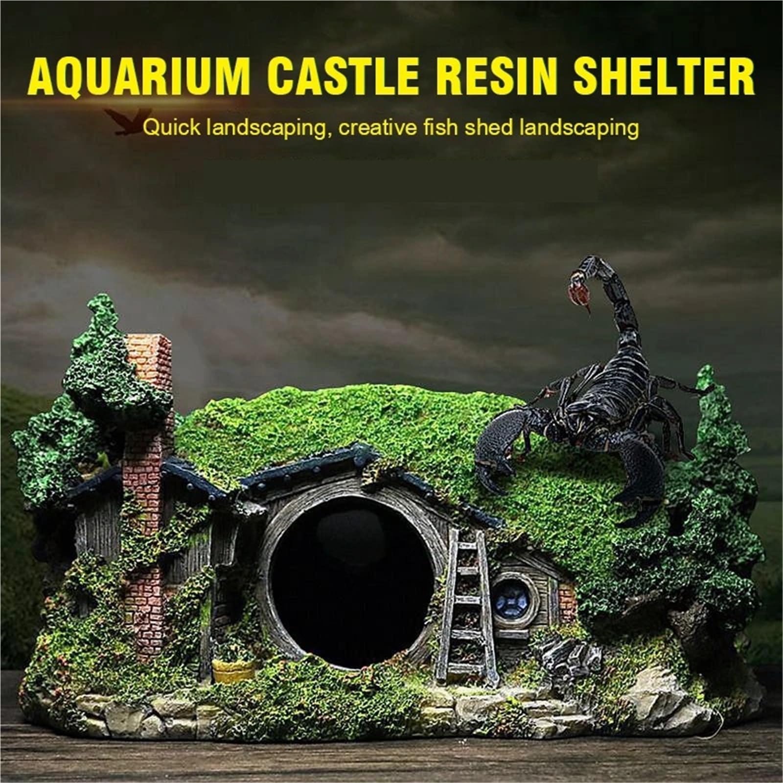 Decorazione Acquario Tunnel Casa in resina Acquario Roccioso Ornamento Castello paesaggistico