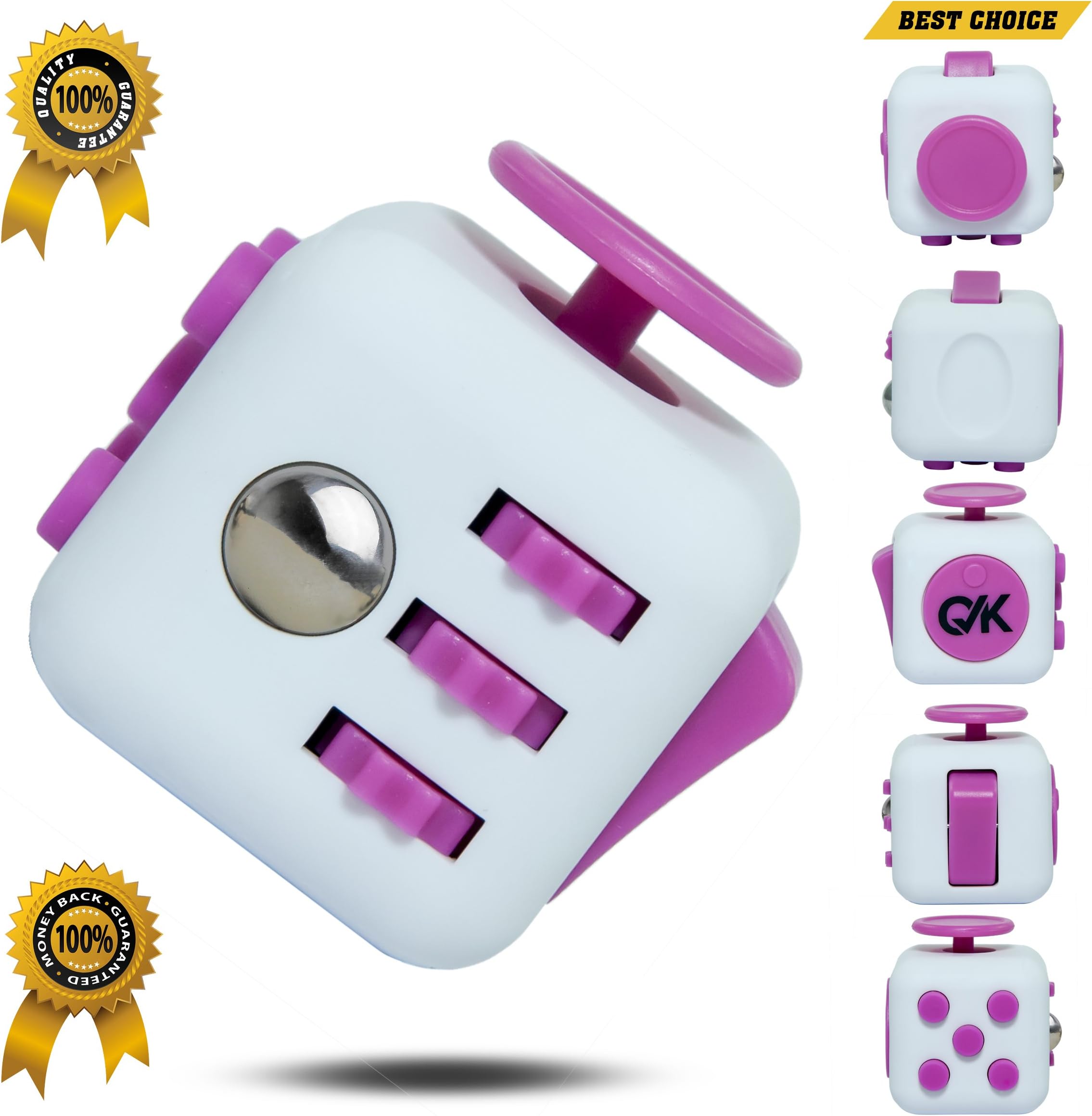 NEW fidget stress cube with gift zipper & paper box, hand toy wrapped in a delicate package. desk toy for children who like to play with switches. FBA - OKAY cube