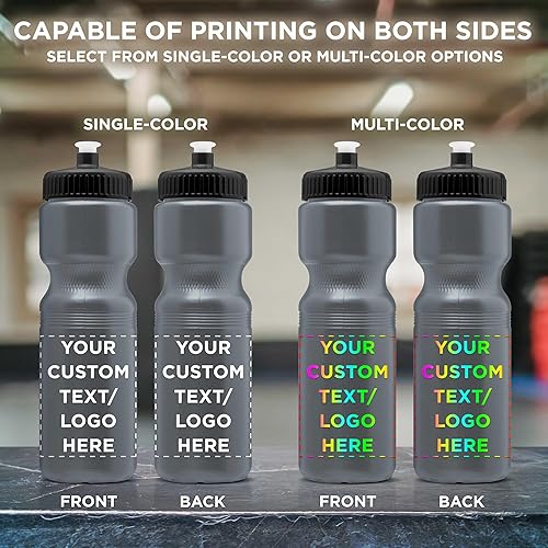 Miniatura 6 de DISCOUNT PROMOS Juego de 100 botellas de agua de plástico personalizadas de 28 onzas, paquete a granel personalizado, perfectas para gimnasio,