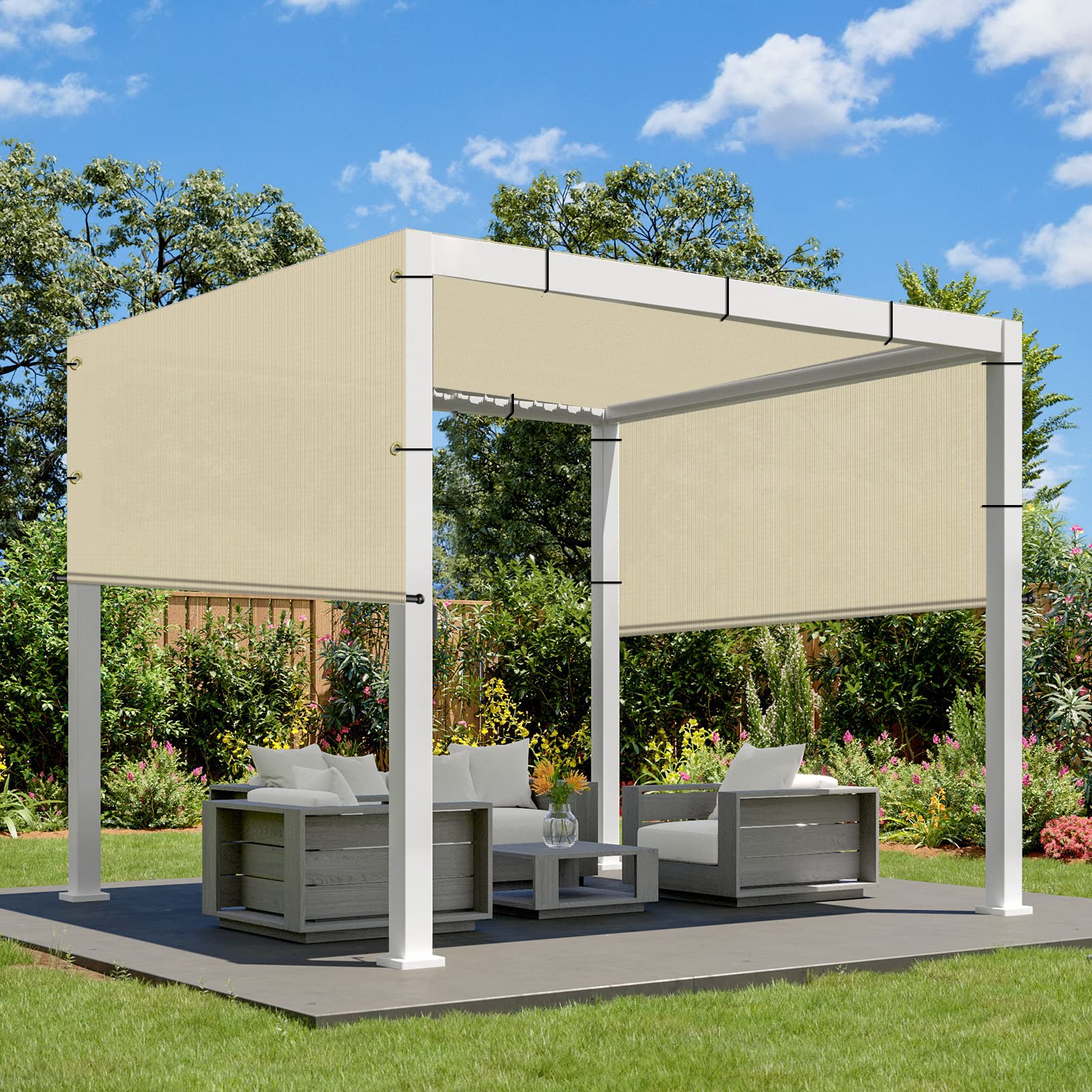 Photo 1 of SunnyRoyal Pergola Shade Cover 9' x 16' (Beige)