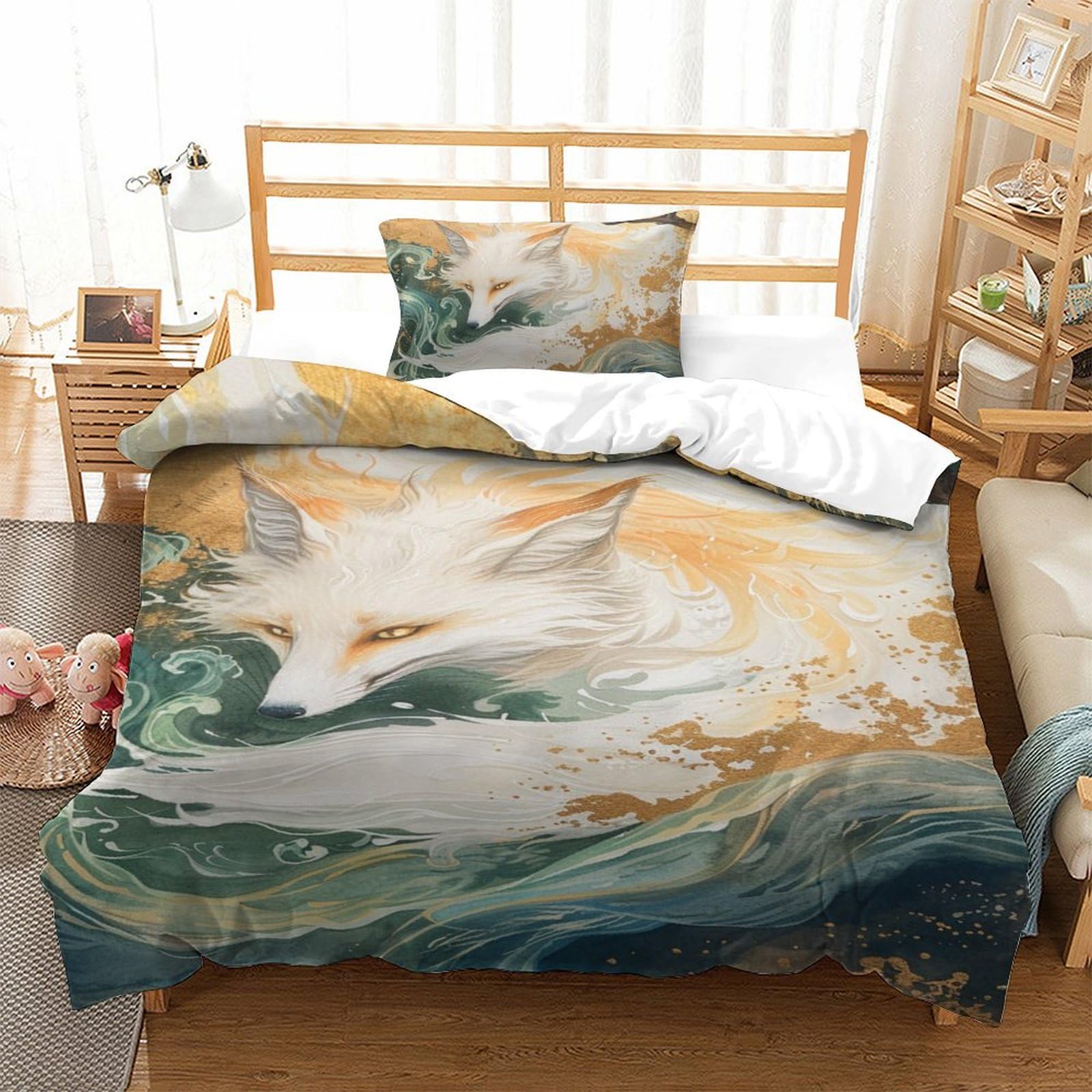 Ensemble de couette Renard de la Jungle microfibre douce et respirante 135x200
