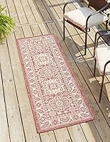 Vista 13 de Unique Loom Outdoor Aztec Collection Alfombra de área - Chalca (10 pies, redonda, azul/marfil)