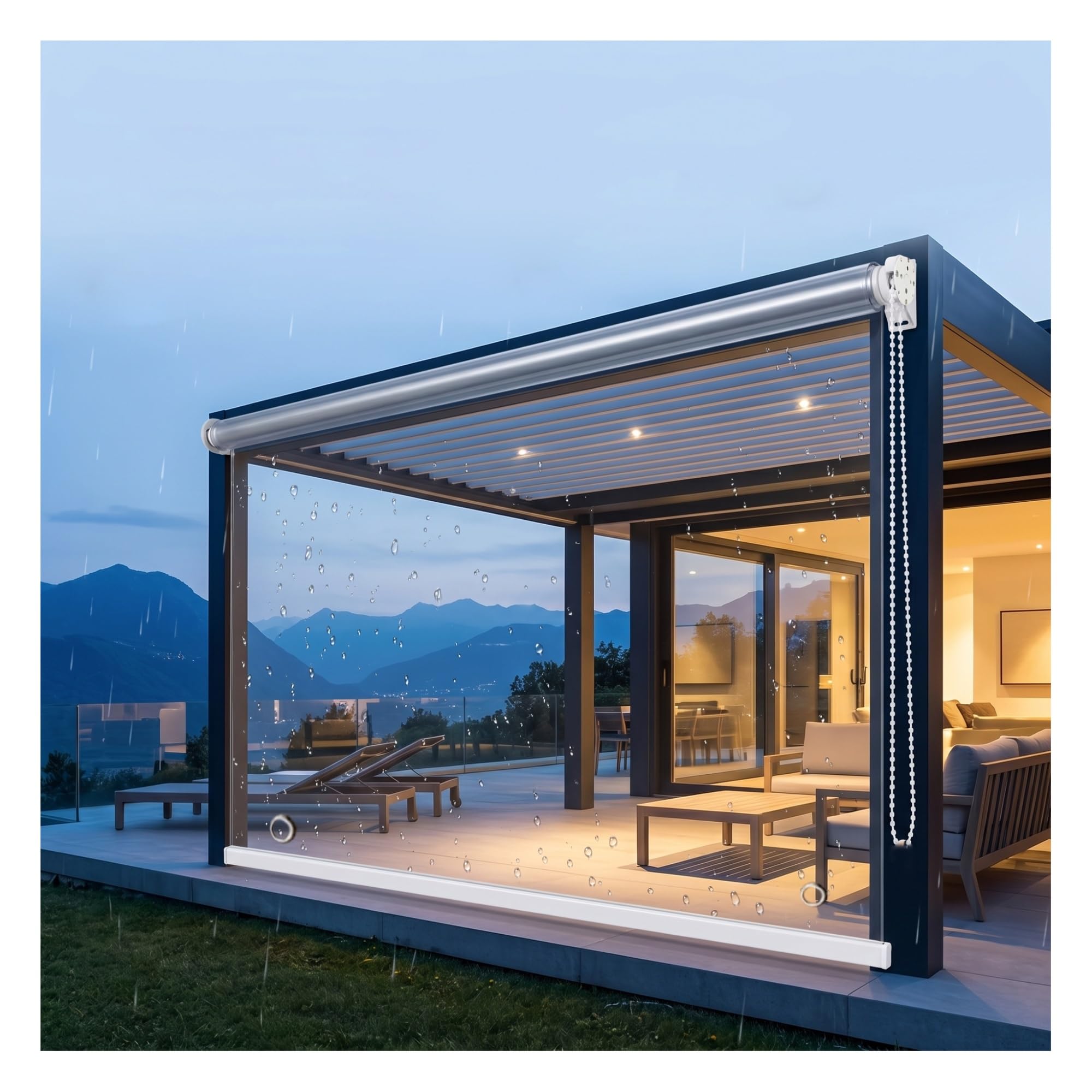 Clear Outdoor Roller Shades Blinds Thickened Clear PVC Blind Roll up Shade,HD Transparent Roll Up Curtain with eyelets ，for Outdoor Pergola Patio Balcony， with Grommets(W100*H220cm/W39.37*H86.61in)