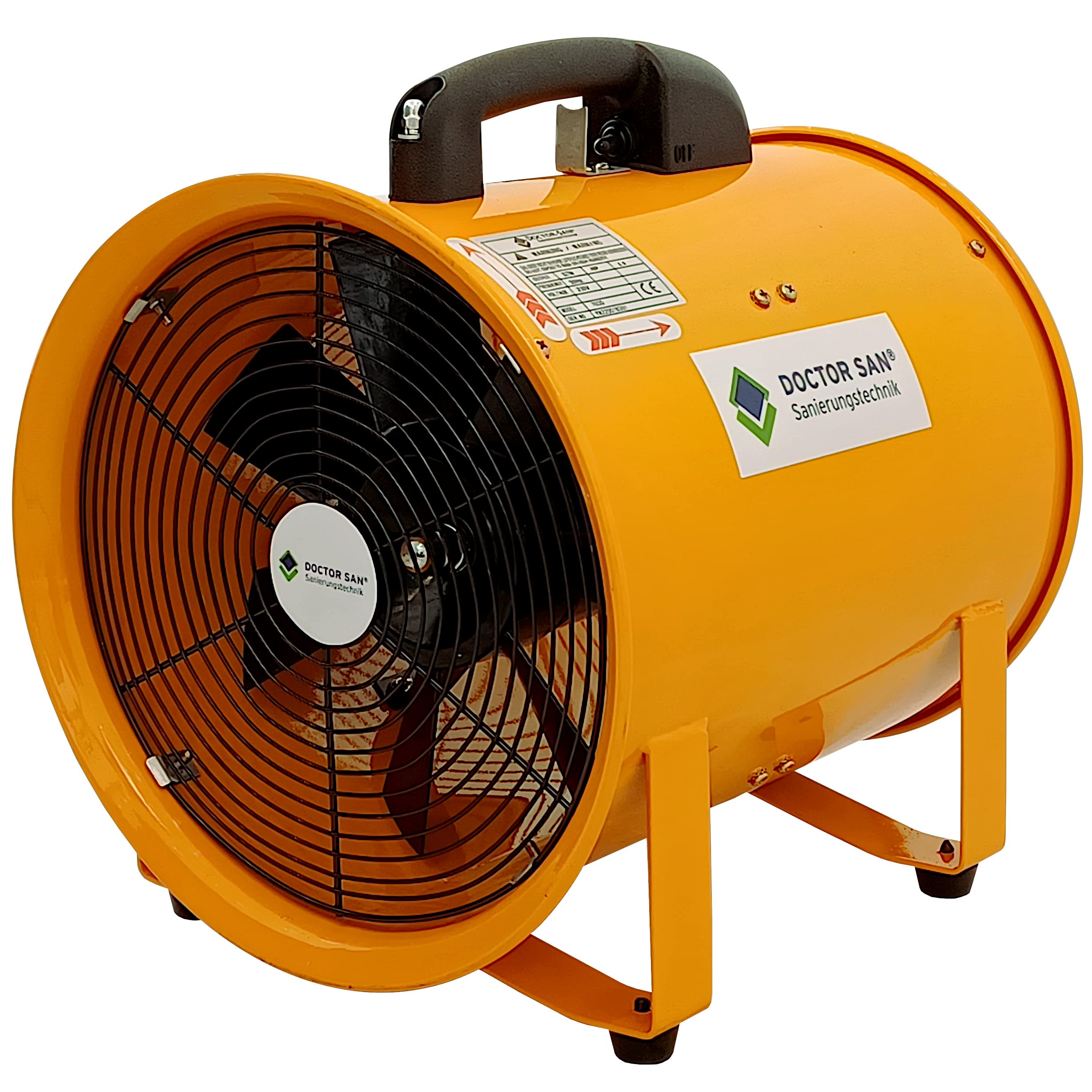 Doctor San - Sanierungstechnik Axialventilator Axialgebläse Ventilator Baugebläse Baulüfter Bautrockner Axiallüfter mit Luftschlauch Ø 20cm-35cm 1500m³-4920m³ (Ø 25cm 2580m³/Std. 5m Schlauch)